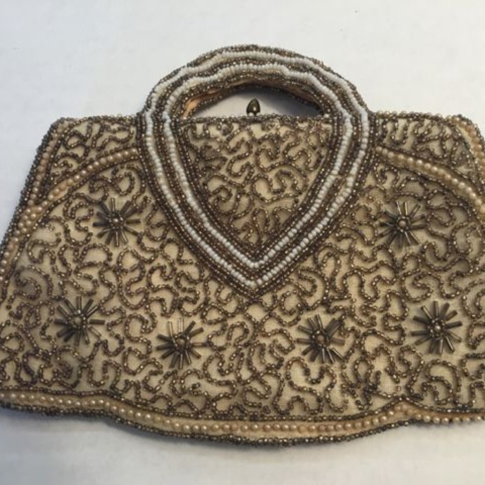 Vintage Beaded Purse  7" x 5" handmade in Belgium